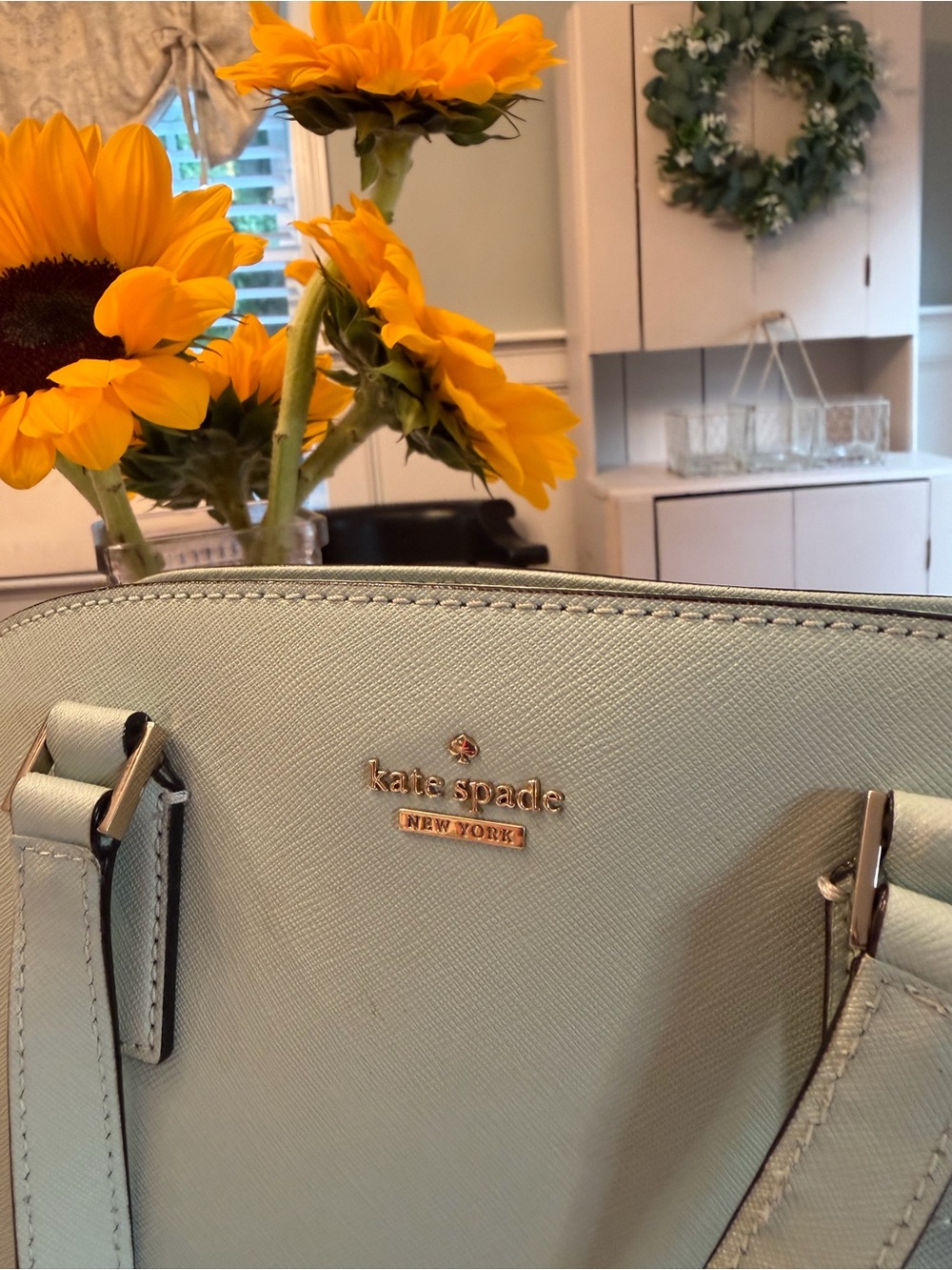 Kate Spade New York Mint Green Saffiano Leather Satchel Crossbody EUC - Picture 4 of 7